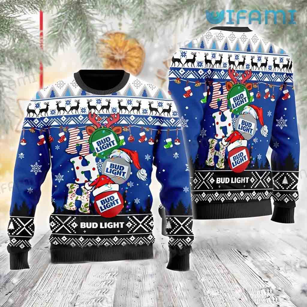 Classic Bud Light Ho Ho Ho  Ugly Sweater Christmas Gift