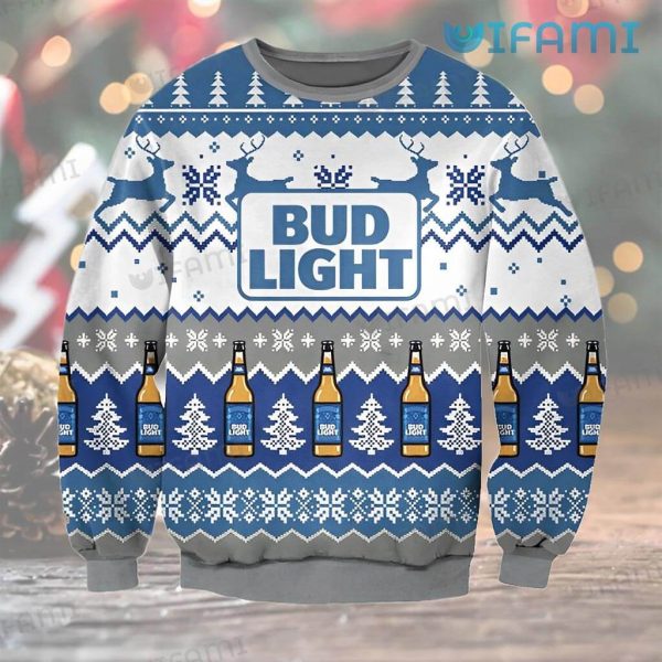 Bud Light Ugly Sweater Reindeer Bud Light Can Pattern Christmas Gift
