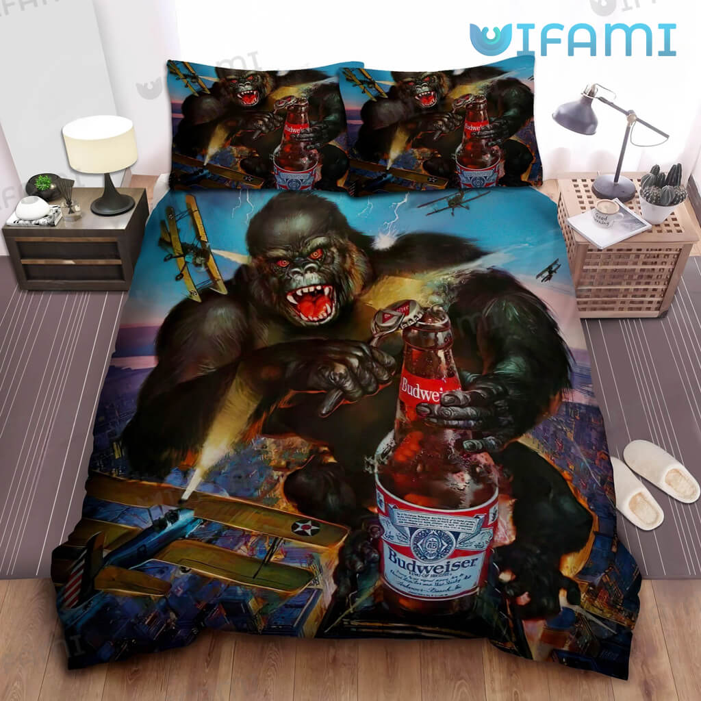 Scary Budweiser King Kong Bedding Set Beer Lovers Gift