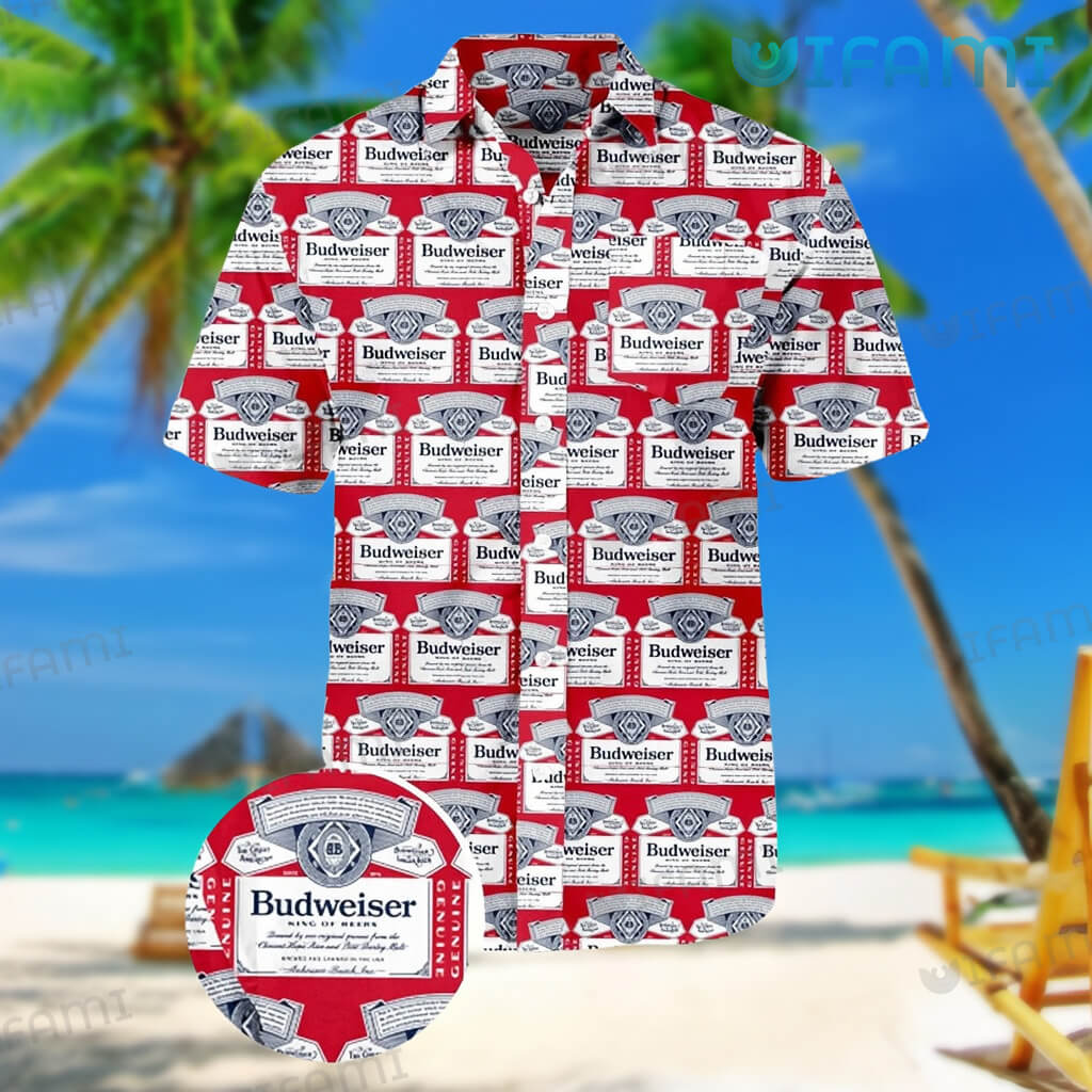 Awesome Budweiser Button Up Shirt Label Pattern Budweiser Beer Lovers Gift