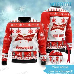 Budweiser Christmas Sweater Custom Name Gift For Beer Lovers