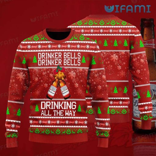 Budweiser Christmas Sweater Drinker Bells Drinking All The Way Gift