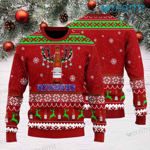 Budweiser Christmas Sweater Reinbeer Gift For Beer Lovers