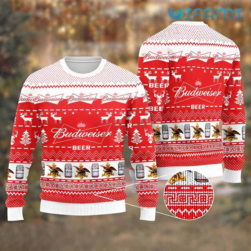 Perfect Budweiser Christmas Reindeer Eagle Logo Sweater Beer Lovers Gift