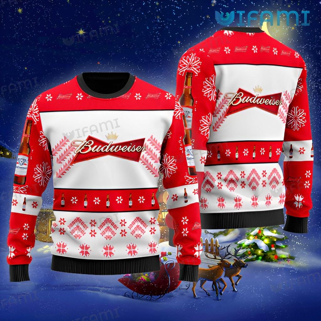 Budweiser Christmas Snowflakes Sweater Gift For Beer Lovers