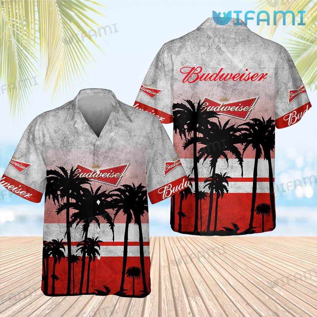 Great Budweiser Palm Tree Sunset Hawaiian Shirt Beer Lovers Gift