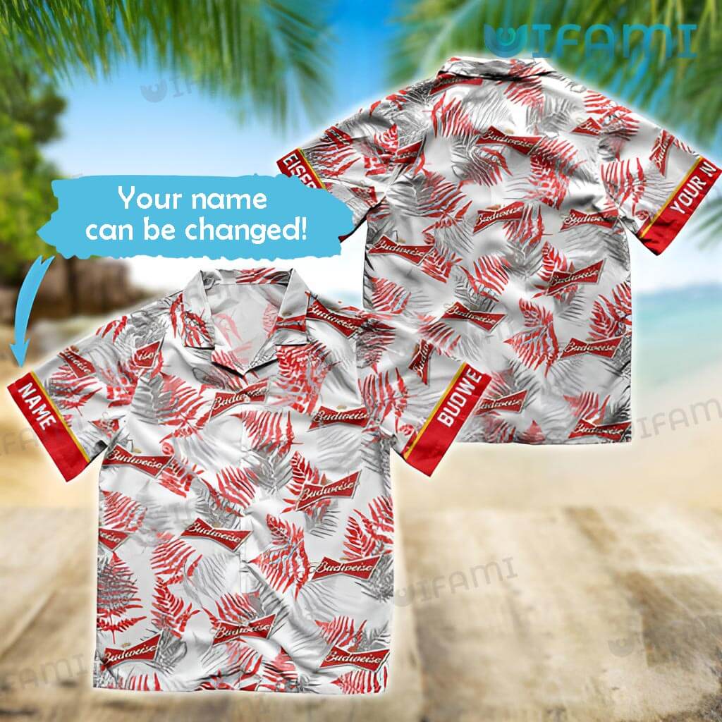 Perfect Budweiser Tropical Fern Leaves Hawaiian Shirt Beer Lovers Gift