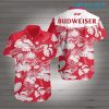 Budweiser Hawaiian Shirt Tropical Leaves Red And White Beer Lovers Gift