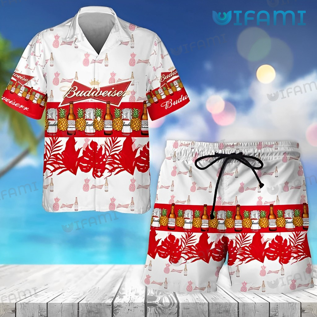 Colorful Budweiser Hawaiian Shirt Tropical Pineapple Beer Lovers Gift