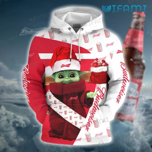 Budweiser Hoodie 3D Baby Yoda Santa Beer Lovers Gift