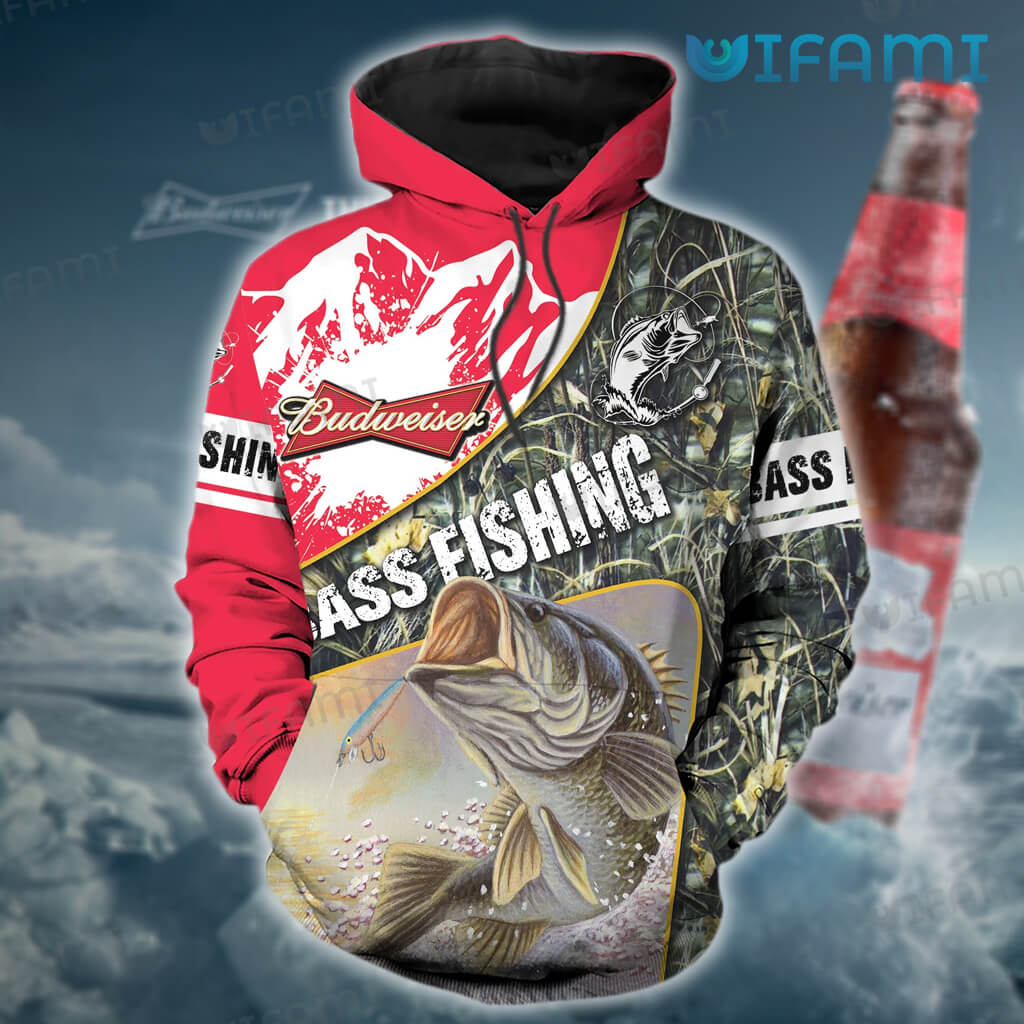 Perfect Budweiser 3D Bass Fishing Hoodie Beer Lovers Gift