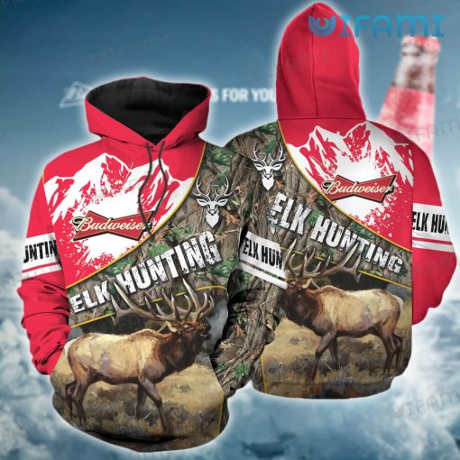 Budweiser Hoodie 3D ELk Hunting Beer Lovers Gift