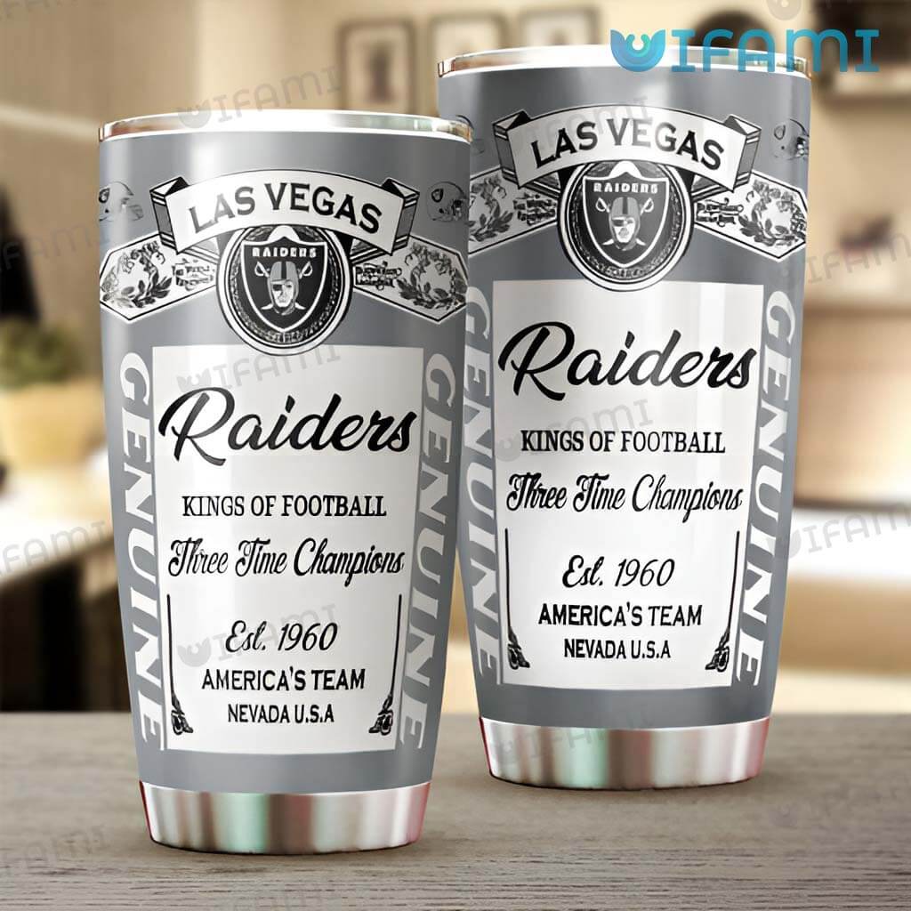 Grey Budweiser Las Vegas Raiders Kings Of Football Tumbler Gift