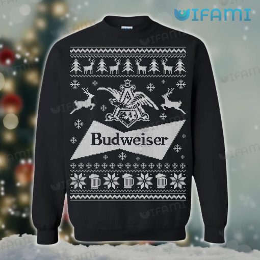 Budweiser Sweatshirt Snowflakes Christmas Pattern Gift For Beer Lovers