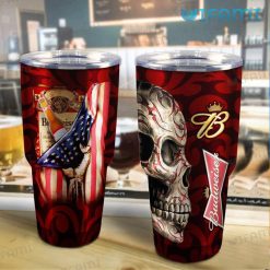 Budweiser Tumbler Skull USA Flag Beer Present