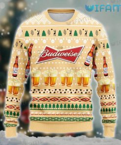 Budweiser Ugly Sweater Beer Glass Bottle Pattern Gift For Beer Lovers