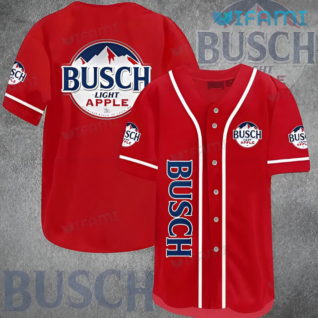 Red Busch Light Apple Baseball Jersey Gift For Beer Lovers