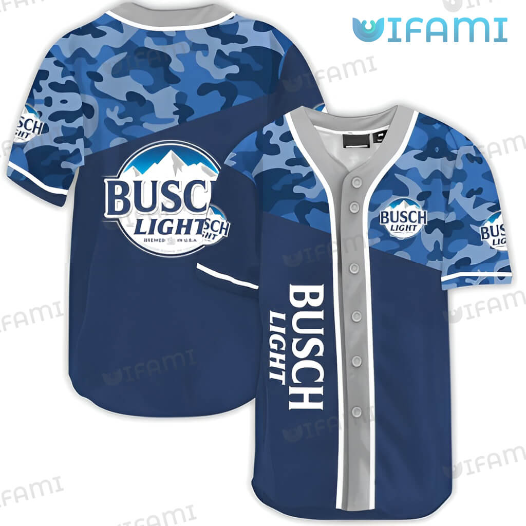 Cool Blue Camo Pattern Busch Light Baseball Jersey Beer Lovers Gift