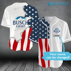 Busch Light Baseball Jersey Cracked USA Flag Personalized Beer Lovers Gift