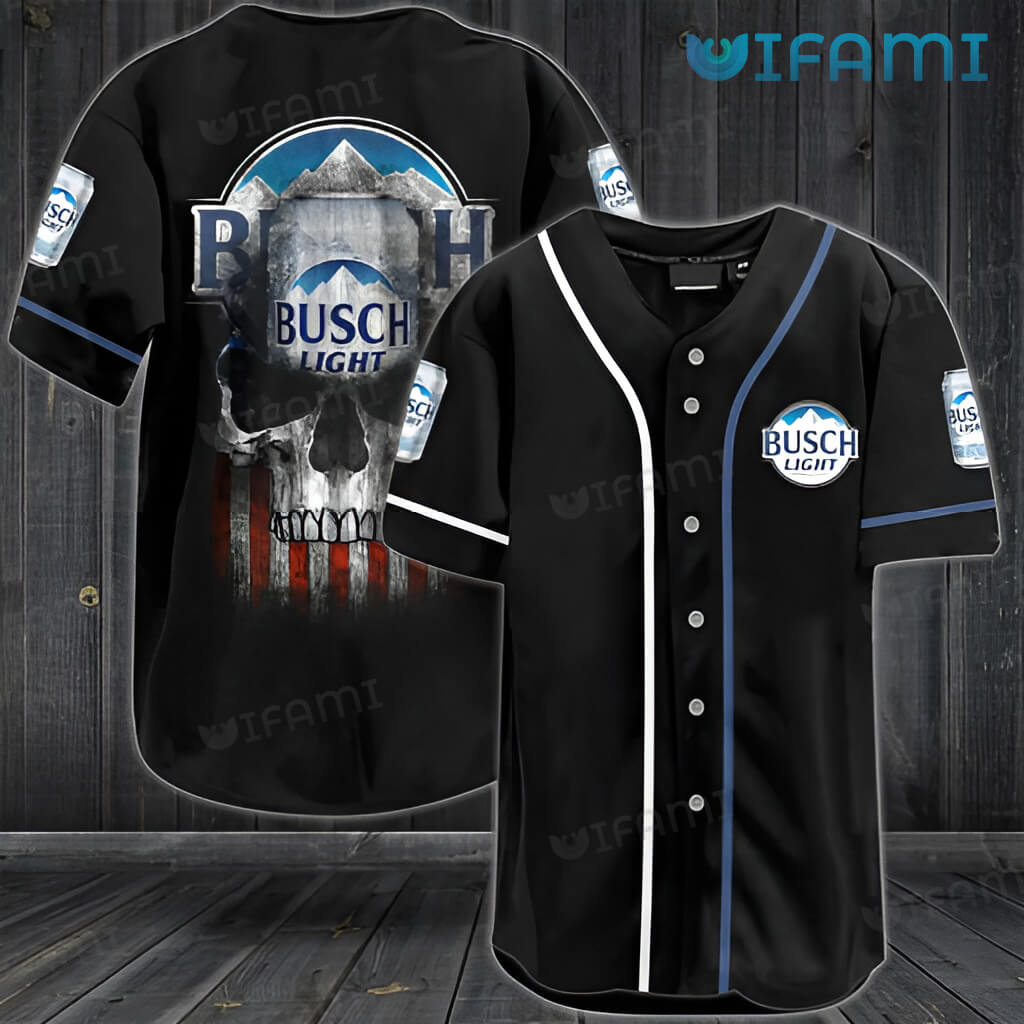 Scary Busch Light Skull USA Flag Baseball Jersey Beer Lovers Gift