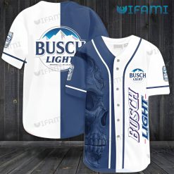 Busch Light Baseball Jersey Skull White Blue Beer Lovers Gift