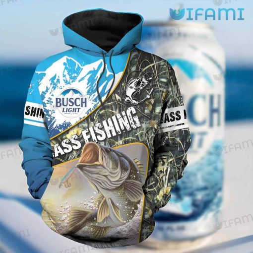 Busch Light Hoodie 3D Bass Fishing Gift For Beer Lovers