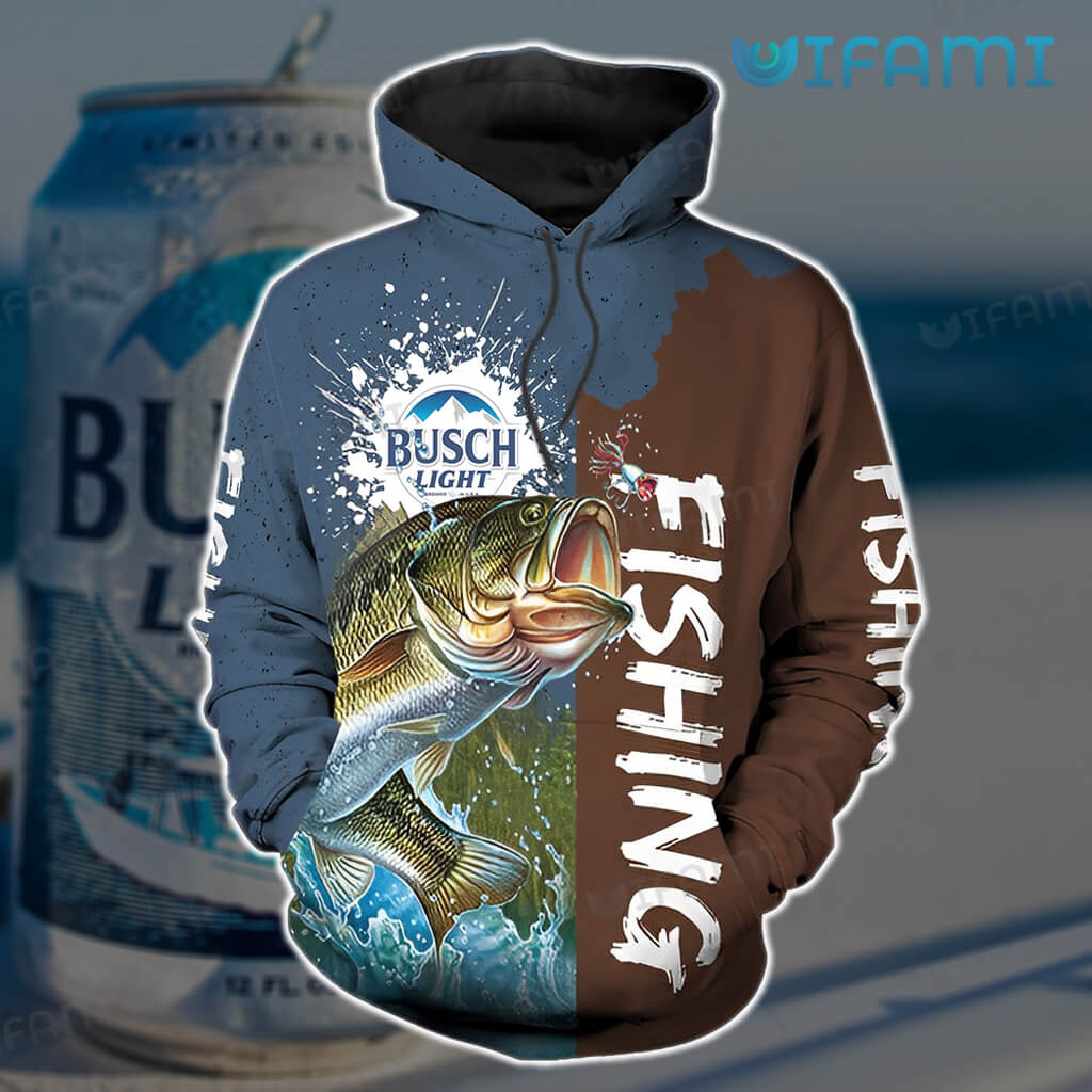 Awesome Busch Light 3D Fishing Brown Navy Hoodie Gift For Beer Lovers