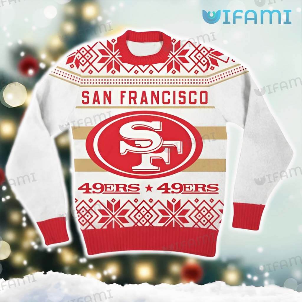 White Classic 49ers Christmas Sweater San Francisco 49ers Gift