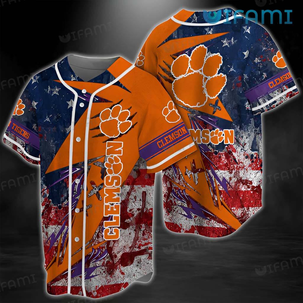 Clemson Baseball Jersey USA Flag Beer Lovers Gift - Personalized Gifts:  Family, Sports, Occasions, Trending