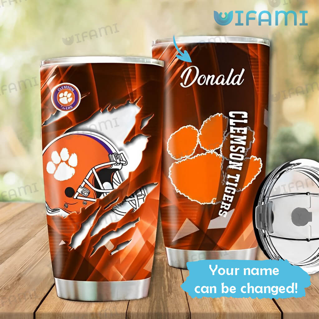 Special Custom Name Clemson Logo Scratches Tumbler Clemson Tigers Gift
