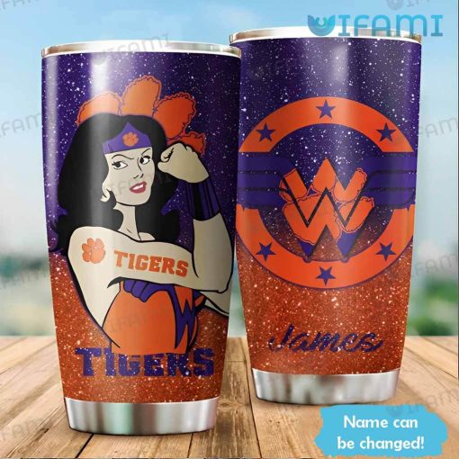 Clemson Tumbler Wonder Woman Custom Name Clemson Tigers Gift