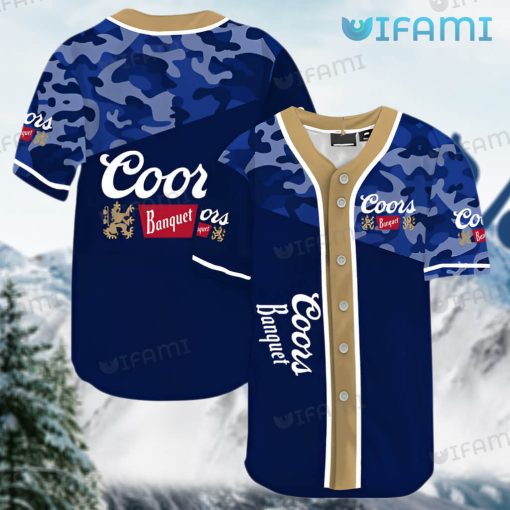 Coors Banquet Baseball Jersey Blue Camouflage Beer Lovers Gift