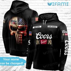 Coors Banquet Hoodie 3D Punisher Skull Custom Name USA Flag Beer Lovers Gift