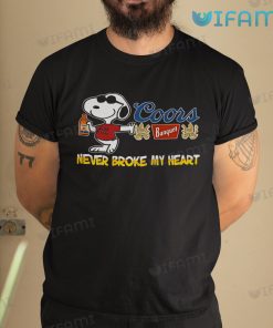 Coors Banquet Shirt Snoopy Never Broke My Heart Beer Lovers Gift