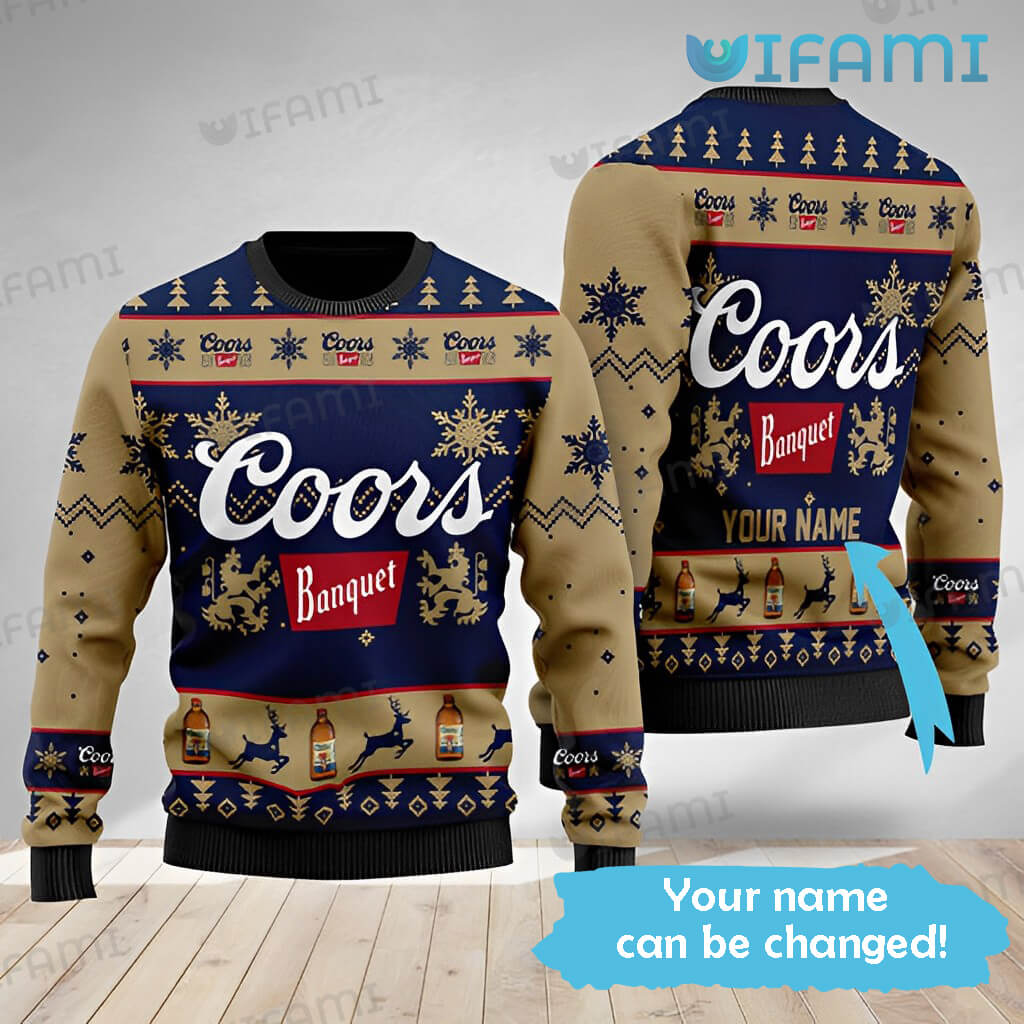 Personalized Coors Banquet Christmas Sweater Gift For Beer Lovers