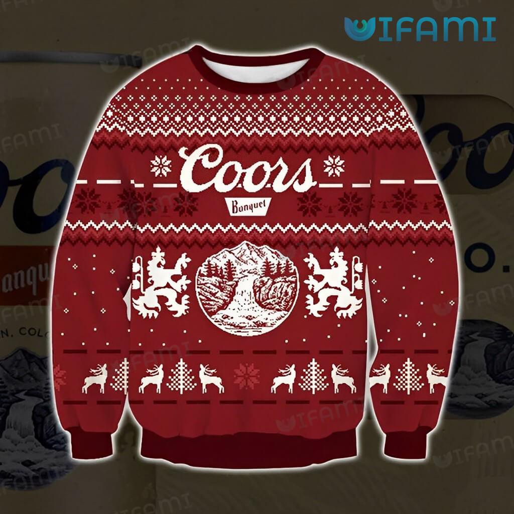 Red Coors Banquet Ugly Sweater Christmas Gift For Beer Lovers