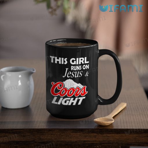 Coors Beer Mug This Girl Runs On Jesus And Coors Light Gift