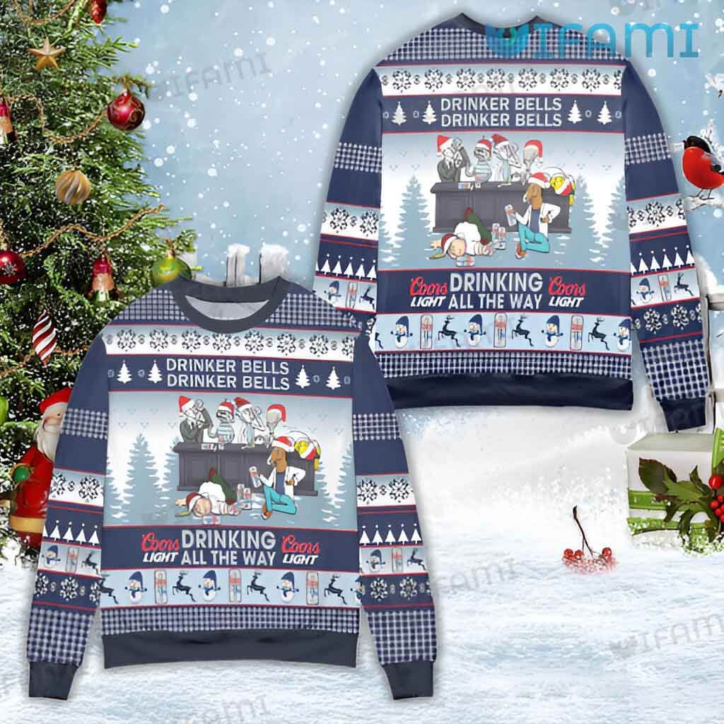 Coors Christmas Sweater Drinker Bells Drinking All The Way Xmas Gift