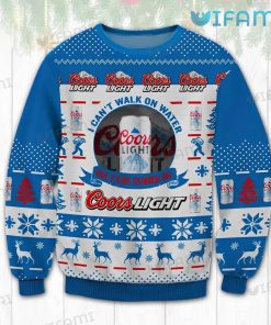 Coors Christmas Sweater I Can't Walk On Water But I Can Stagger On Coors Light Gift