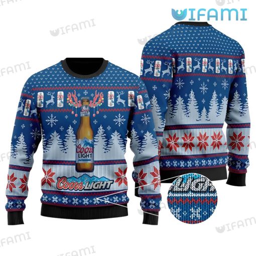Coors Christmas Sweater Reindeer Horn Bottle Beer Lovers Gift