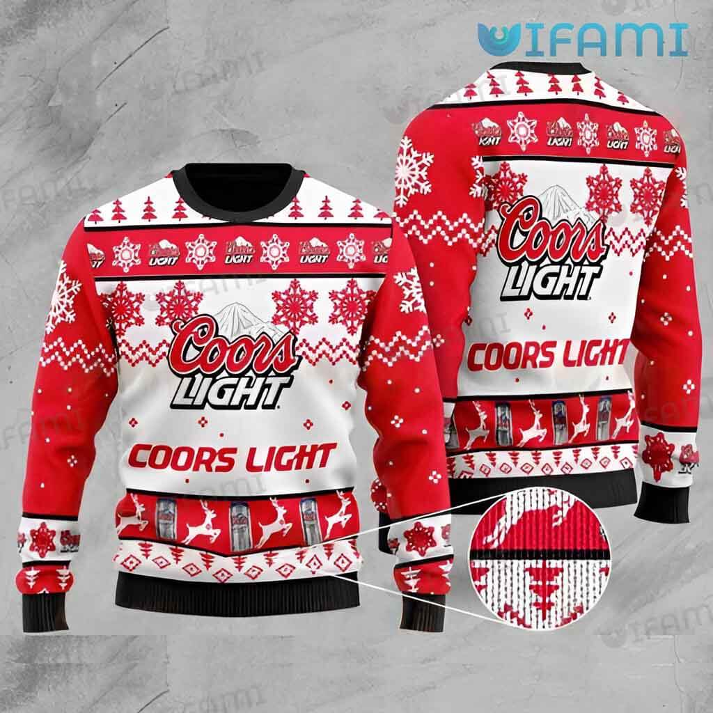Adorable Coors Christmas Snowflakes Reindeer Sweater Beer Lovers Gift
