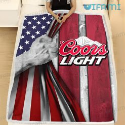 Coors Light Blanket USA Flag Beer Lovers Gift
