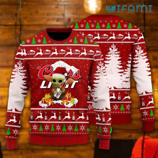 Coors Light Christmas Sweater Baby Yoda Gift For Beer Lovers