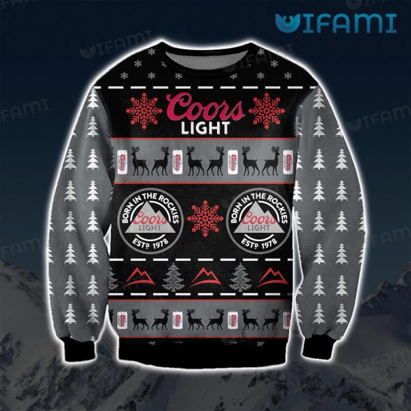 Coors Light Christmas Sweater Born In The Rockies Est 1978 Beer Lovers Gift