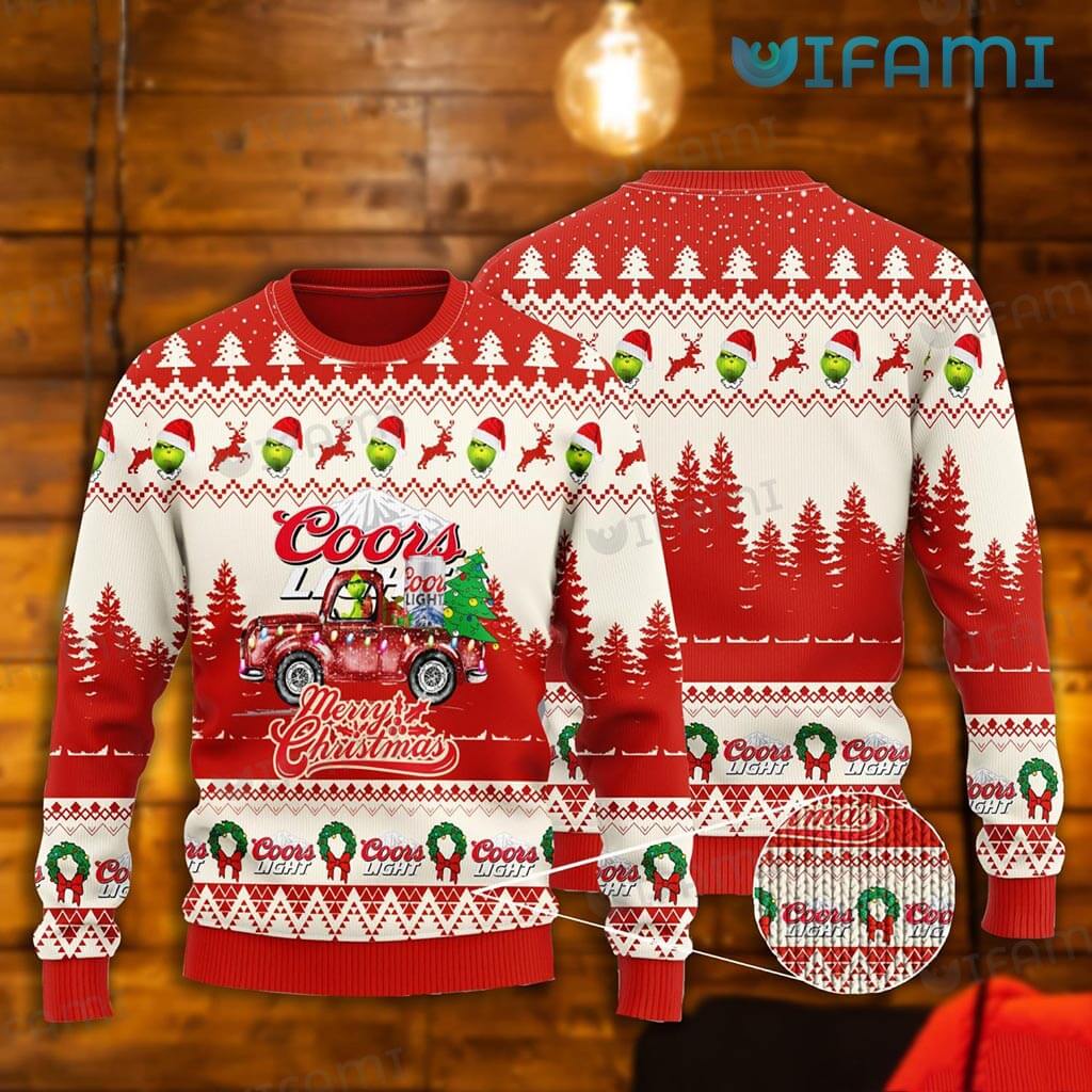 Cute Coors Light Christmas Sweater Grinch Truck Gift For Beer Lovers