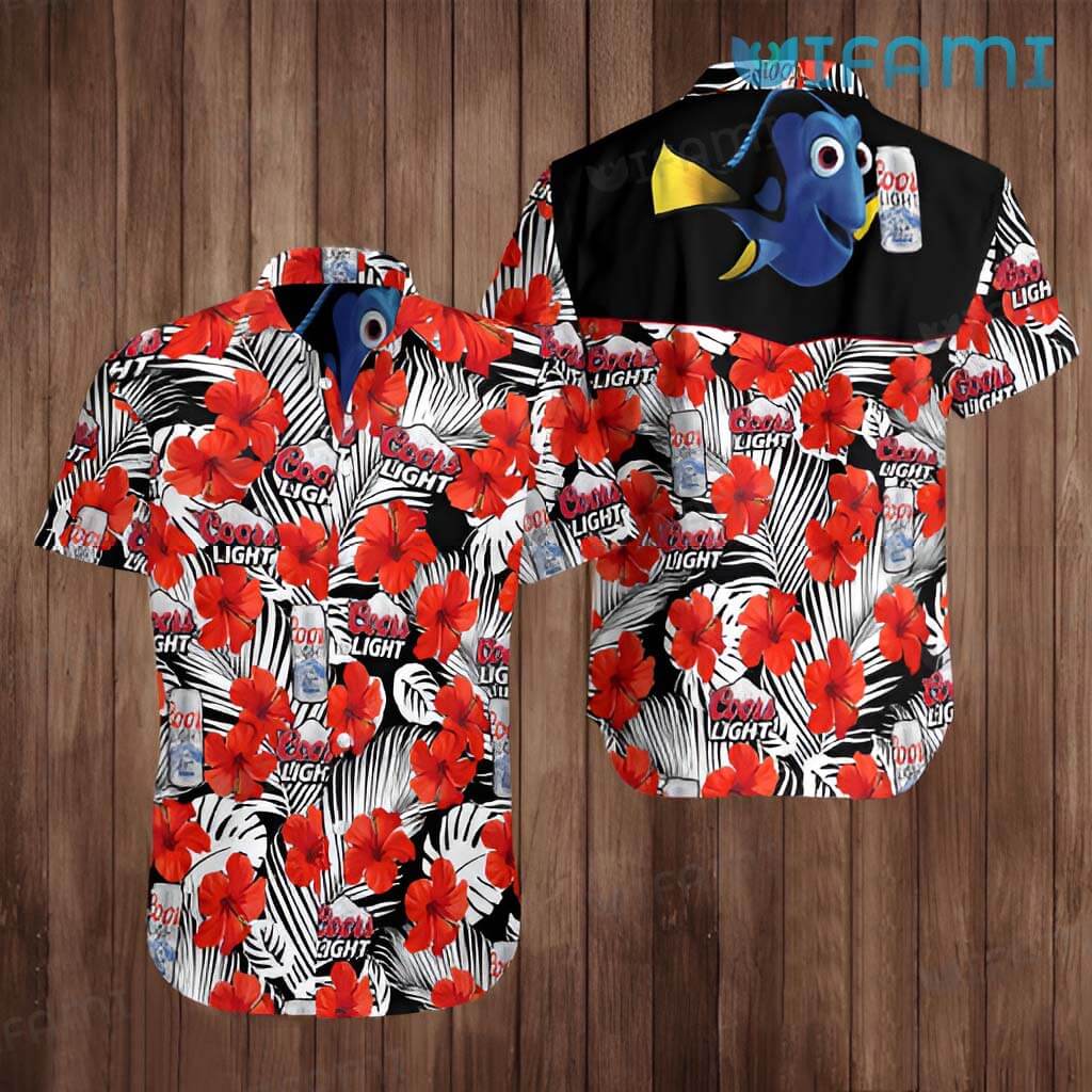 Original Coors Light Hawaiian  Dory Hibiscus Shirt Beer Lovers Gift
