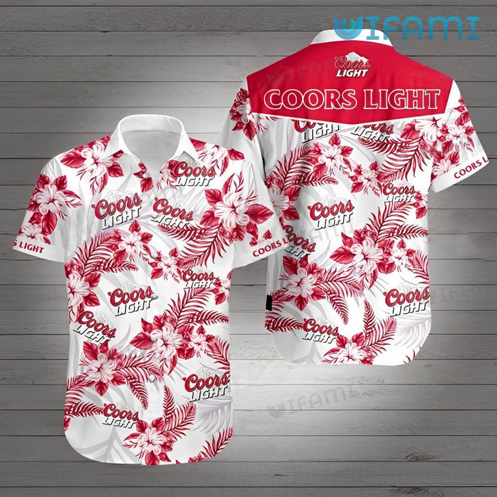 Coors Light Hawaiian Shirt Hibiscus Flower Beer Lovers Gift