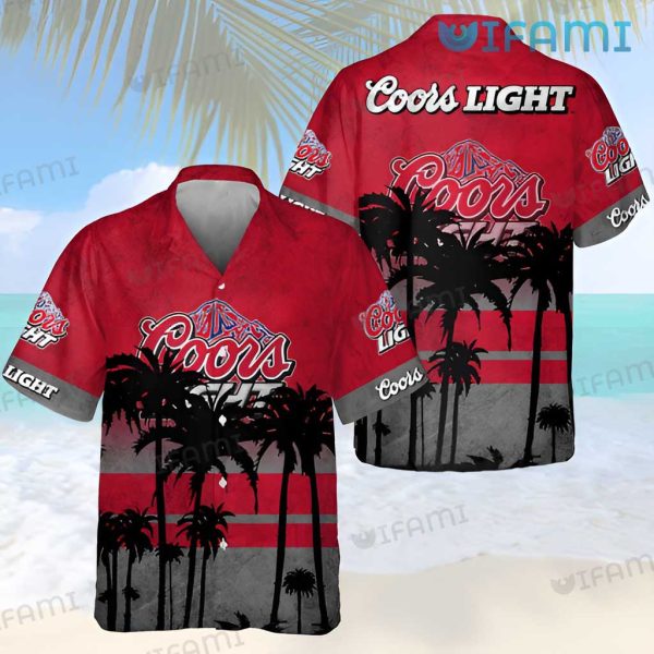 Coors Light Hawaiian Shirt Palm Tree Sunset Beer Lovers Gift