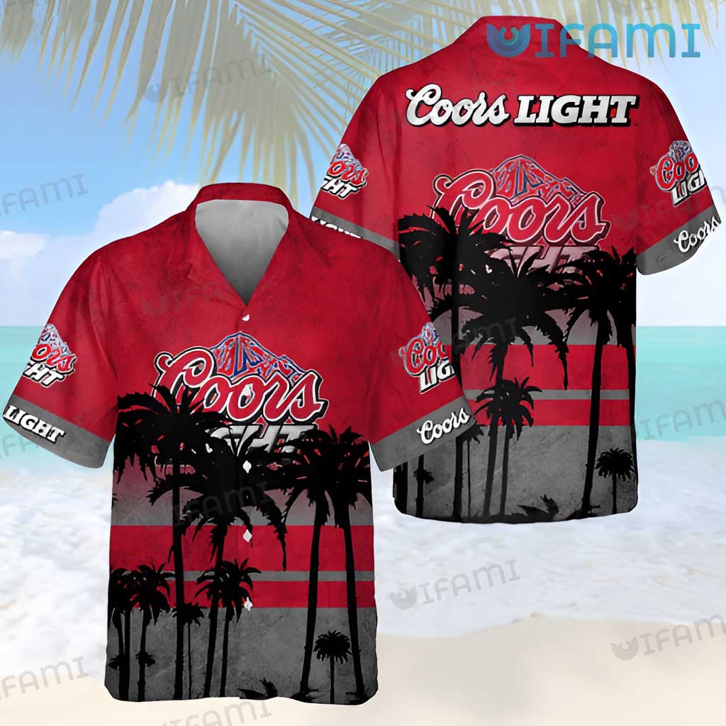 Vintage Coors Light Hawaiian  Palm Tree Sunset Shirt Beer Lovers Gift