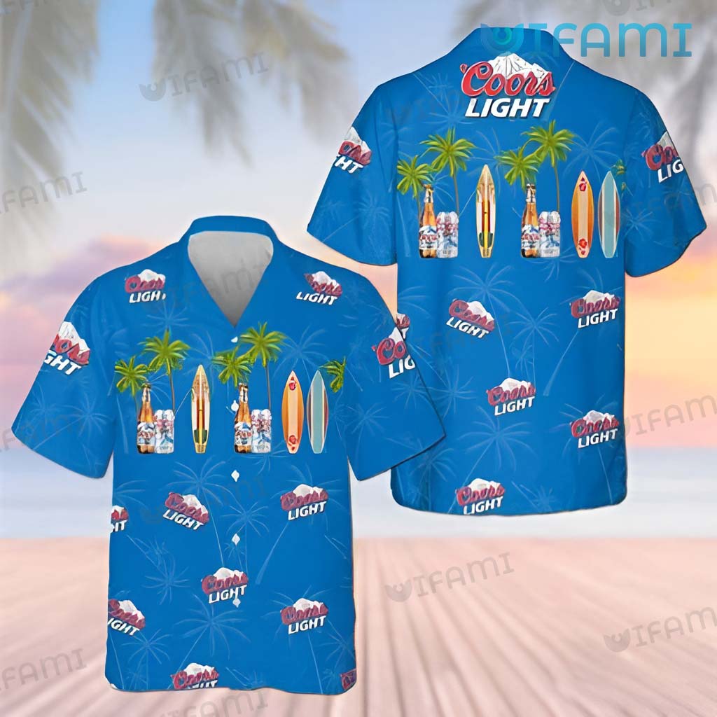 Coors Light Hawaiian Shirt Palm Tree Surfing Beer Lovers Gift